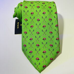 New w 🏷️ Polo Ralph Lauren Lime Green Silk Tie w Polo Graphics 61x3.75”